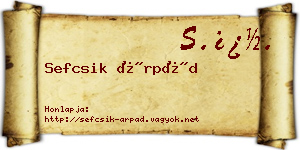 Sefcsik Árpád névjegykártya